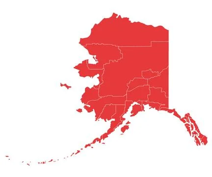 Alaska adminstrative map or Colored map of Alaska Stock Illustration
