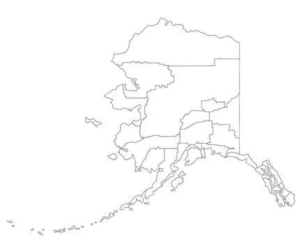 Alaska borough outline map with white background Stock Illustration