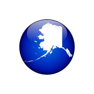 Alaska Circle Button States of US Map Icon Vector Template Illustration Desig Stock Illustration