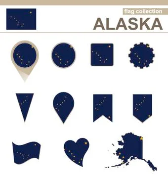 Alaska Flag Collection Stock Illustration