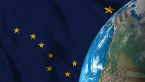Alaska Flag With Earth Globe Video stock 347223891