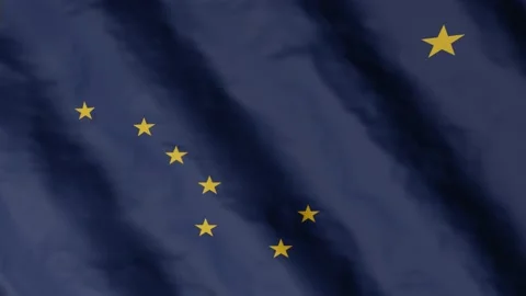 Alaska flag on flagpole. AK flag fluttering in the wind. Video stock 171669217