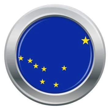 Alaska Flag Silver Icon Stock Illustration