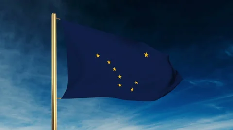 Alaska flag slider style. Waving in the win with cloud background animation Stock Footage 48155271