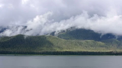 Alaska Forested Mountains Covered in Layers of Clouds. Stock Footage 50742792