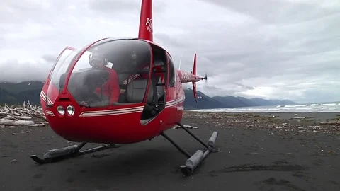 Alaska Helicopter preparing to take off Stock Footage 72451808