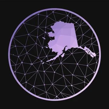Alaska icon. Vector polygonal map of the us state. Alaska icon in geometric.. Foto stock