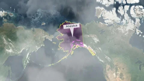 Alaska Map - Clouds Effect Stock Footage 267852034