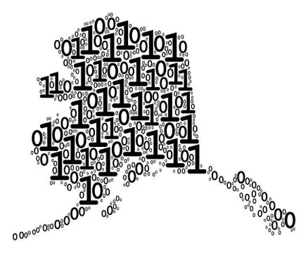 Alaska Map Collage of Binary Digits Illustrazione stock