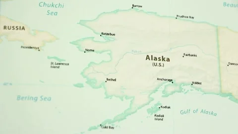 Alaska on a Map (with Defocus) Stock Footage 89715567