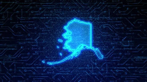 Alaska Map Digital Technology Opener Stock Footage 335475556