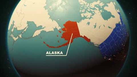 Alaska  Map Highlight USA 3D Political Globe Animation Stock Footage 313294484