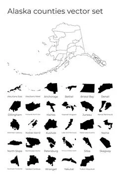 Alaska map with shapes of regions. Blank vector map of the Us State with co.. イラスト素材