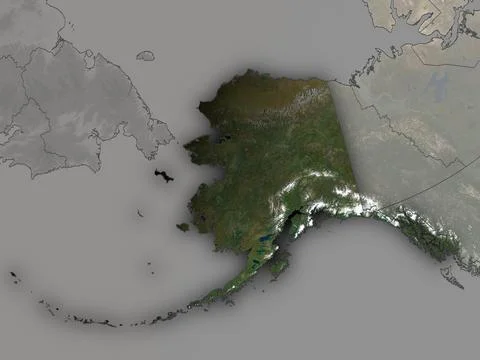 Alaska on a map with state borders Stock Illustration