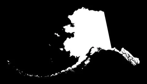 Alaska map, state of USA. Solid silhouette map of country area. Simple flat v Ilustração Stock