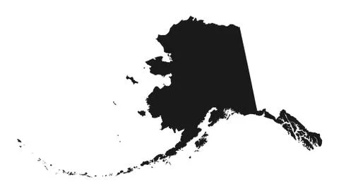 Alaska map, state of USA. Solid silhouette map of country area. Simple flat v Stock Illustration