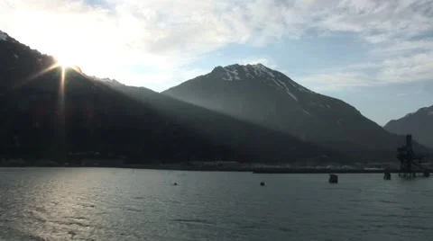 Alaska Mountain sun rays Stock Footage 44193128