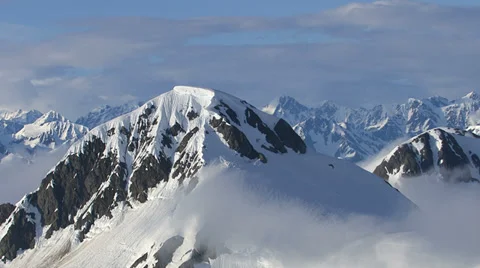 Alaska mountains and clouds, aerial shot Stock Footage