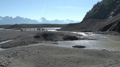 Alaska Mountains with river in foreground Stock Footage 85364045