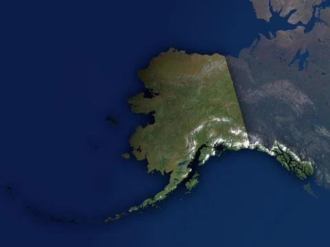 Alaska on a night map with state borders and city lights Stock Illustration