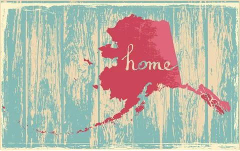 Alaska nostalgic rustic vintage state vector sign Stock Illustration