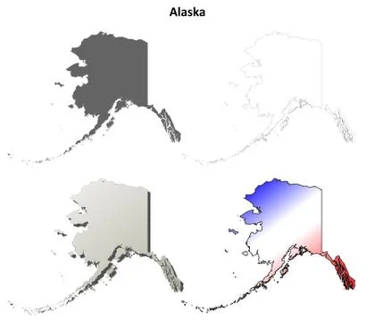 Alaska outline map set Иллюстрация