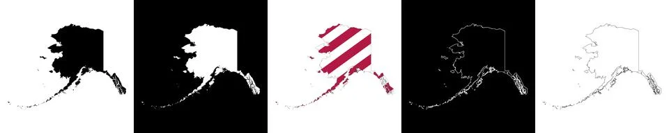 Alaska outline map set Stock Illustration