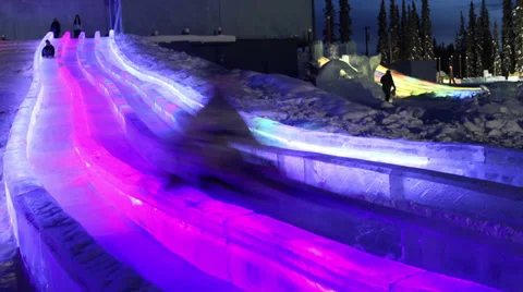 Alaska, People sliding down ice #2 Stock Footage 36282004