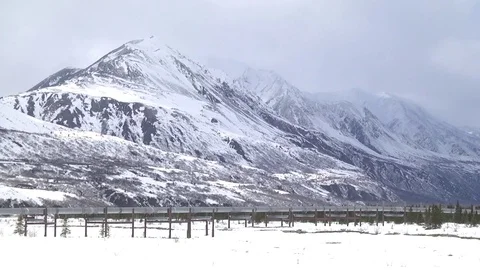 Alaska Pipeline With Mountain Range Stock Footage 77135274