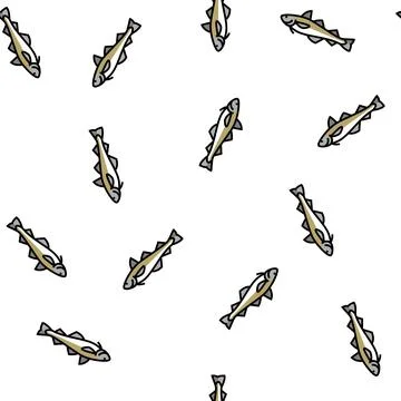 Alaska pollock vector seamless pattern Stock Illustration