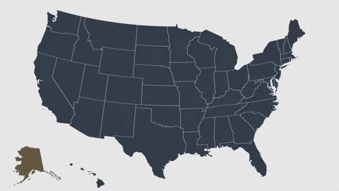 Alaska Pulsing on US Election Map State Animation Seamless Loop Alpha Channel 4K Video stock 341309221