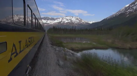 Alaska railroad - view from the alaskan train Stock Footage 39986017