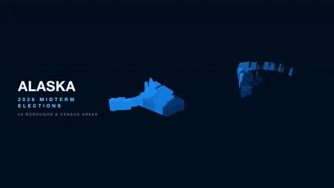 Alaska Republican 2026 Midterm Election Map 3D 스톡 동영상 342723402