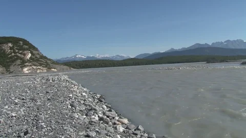 Alaska River with Mountains Stock Footage 85368689