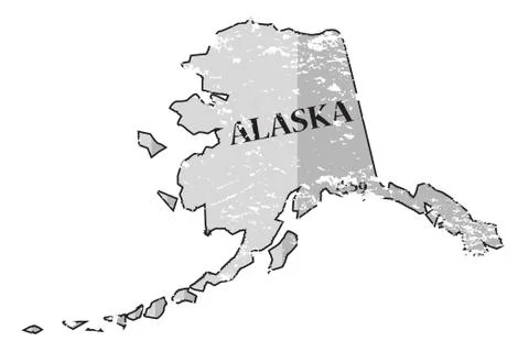 Alaska State and Date Map Grunged Stock Illustration