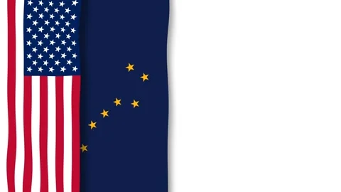 Alaska State Flag and United States Flag for Patriot Day Celebration Backgr.. Stock Footage 341855640