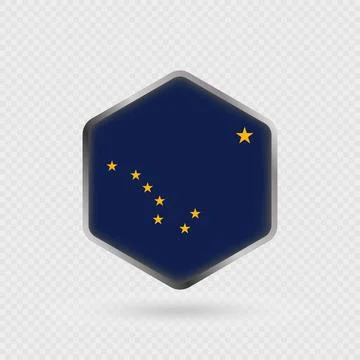 Alaska State Flag Icon in Hexagon Shape. Stock Illustration