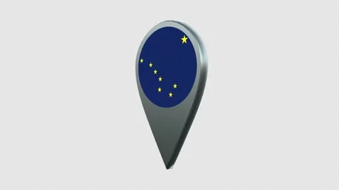 Alaska State Flag Location Map Marker Pin With Alpha Channel Looped Stock Footage 239455397