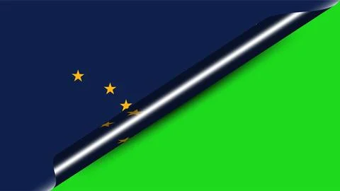 Alaska State Flag Peeling Back to Reveal Green Screen Background for Patrio.. イラスト素材