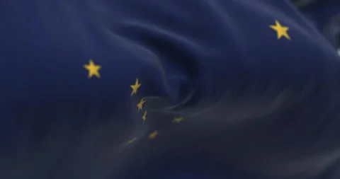 Alaska state flag waving with Big Dipper and Polaris stars. 3D render Video stock 306696411