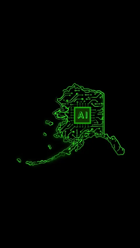 Alaska State Map AI Chipset Technology Opener Video stock 337183925