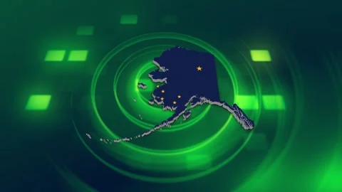 Alaska State Map and Flag Background Stock Footage 344647660