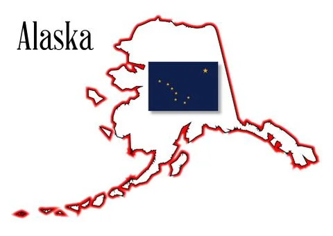 Alaska state map and flag Stock Illustration