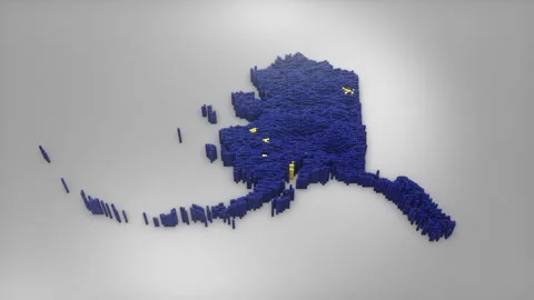 Alaska State Map with Flag Intro Background Stock Footage 315165316