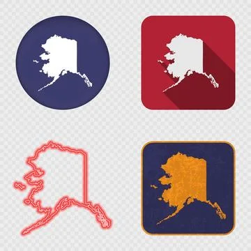 Alaska State Map Icons Collection Stock Illustration