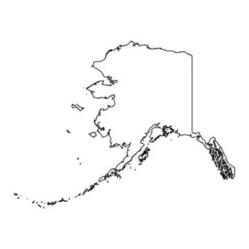 Alaska, state of USA - solid black outline map of country area. Simple flat Ilustração Stock