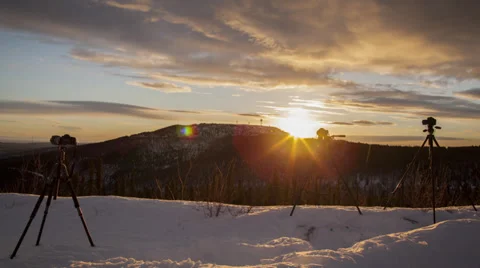 Alaska sunrise, behind-the-scenes multi-cam time-lapse Video stock 36632546