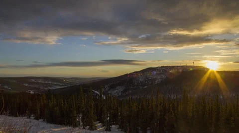 Alaska, Sunset over Mountain Stock Footage 36628009