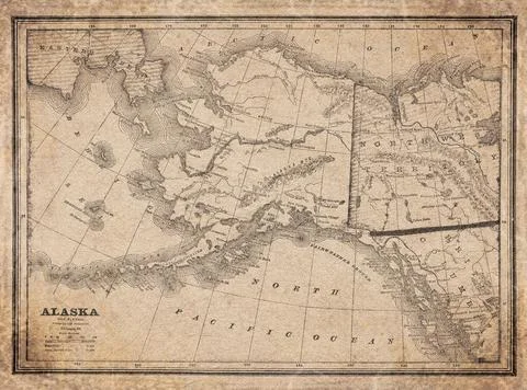 Alaska Territory  19th Century Map Stock Illustration