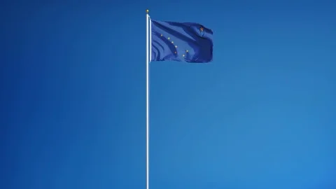 Alaska (U.S. state) flag in slow motion seamlessly looped with alpha Stock Footage 70146901